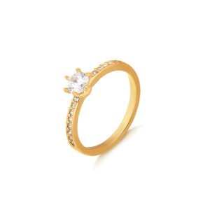 Anel Solitário Ouro 18K