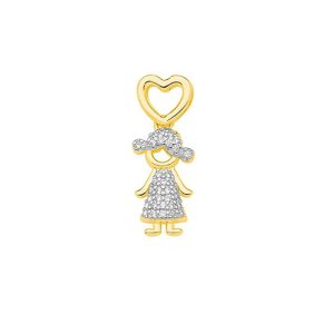 Pingente Ouro 18K Menina Cravejada