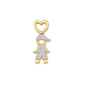 Pingente Ouro 18K Menino Cravejado
