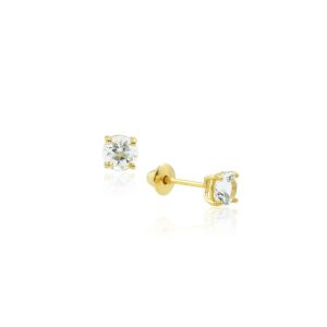 Brinco Ouro 18K Pedra Topázio Natural