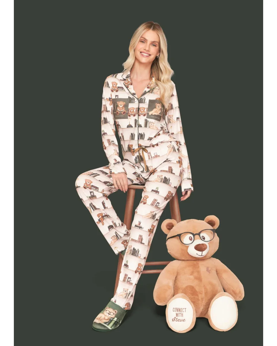 Pijama Feminino Longo Americano Teddy - Image 4