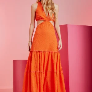 VESTIDO LAISE ROMANTIC LONGO TANGERINE