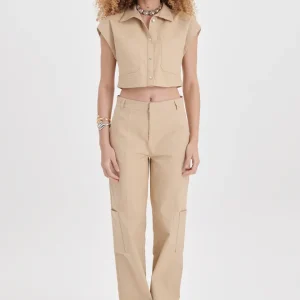 CALÇA WIDE LEG CINTURA ALTA BEGE