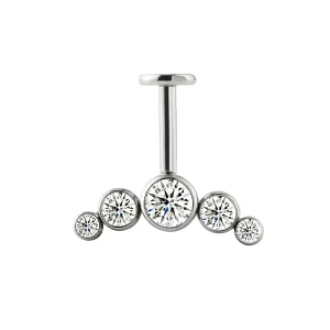 Vertical helix piercing with 5 clear pink blue cz stones titanium stud earring 16G