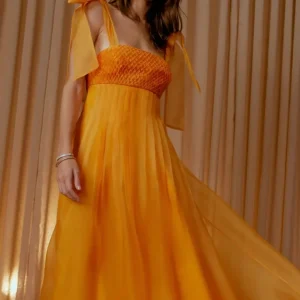 VESTIDO LONGO CASA DE ABELHA TANGERINA FRIDA