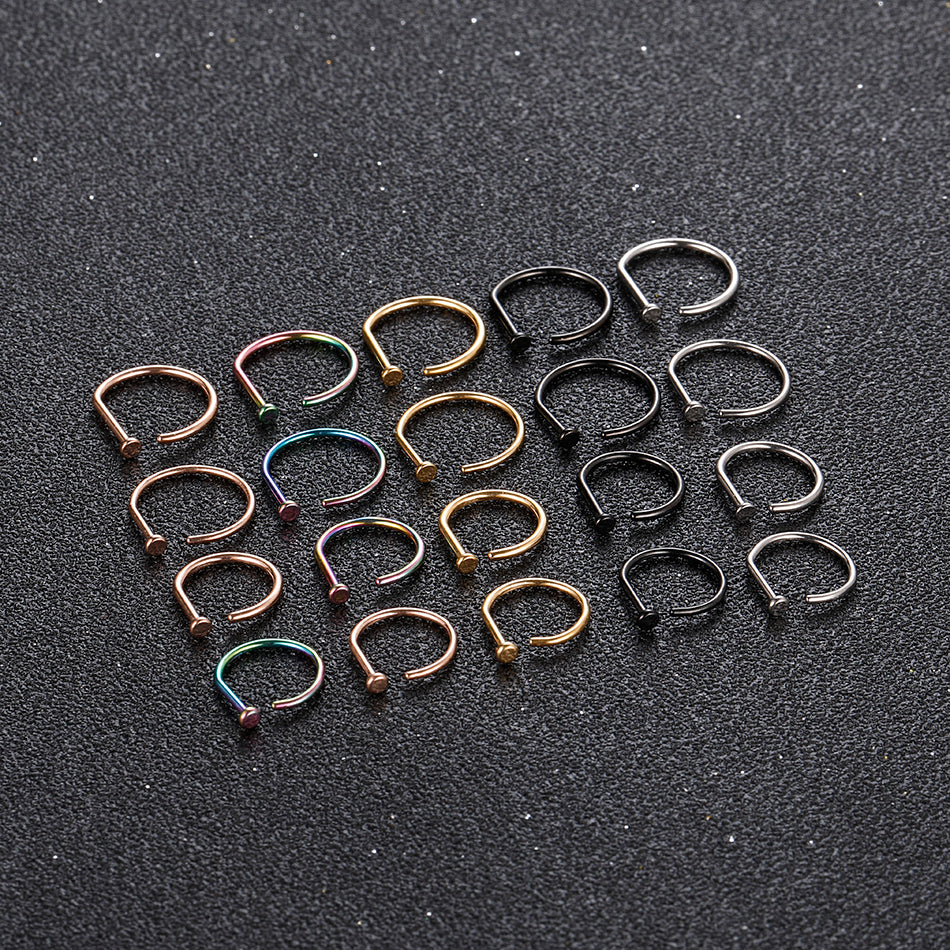 D shape nose ring 20 gauge nose ring titanium D shape nose stud 18 gauge - Image 6