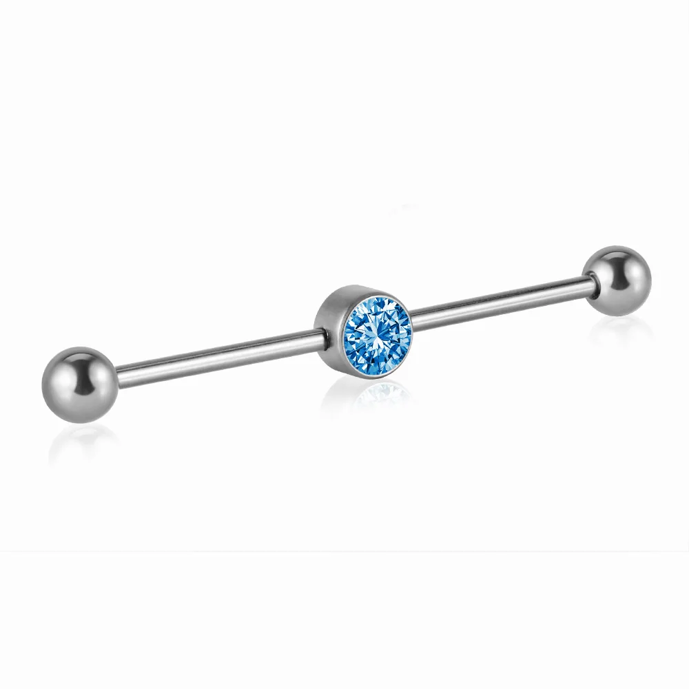 Opal industrial piercing titanium opal industrial barbell 14G 38mm white opal black opal - Image 8