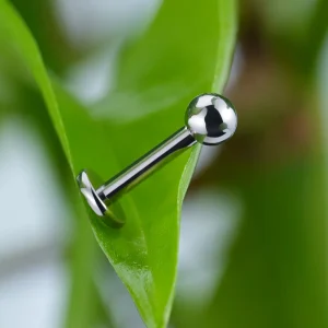 Flat back nose stud with a ball titanium 14G 16G