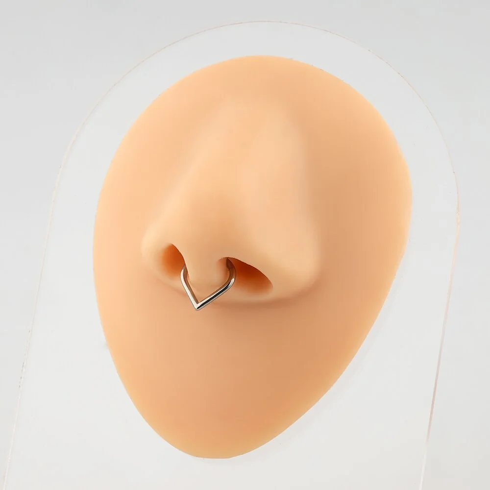 Triangle septum ring 16g titanium nose ring black gold and silver - Image 3