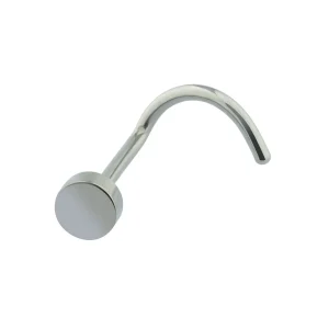 Tiny nose stud with a flat round disc titanium 18G 20G