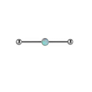 Opal industrial piercing titanium opal industrial barbell 14G 38mm white opal black opal