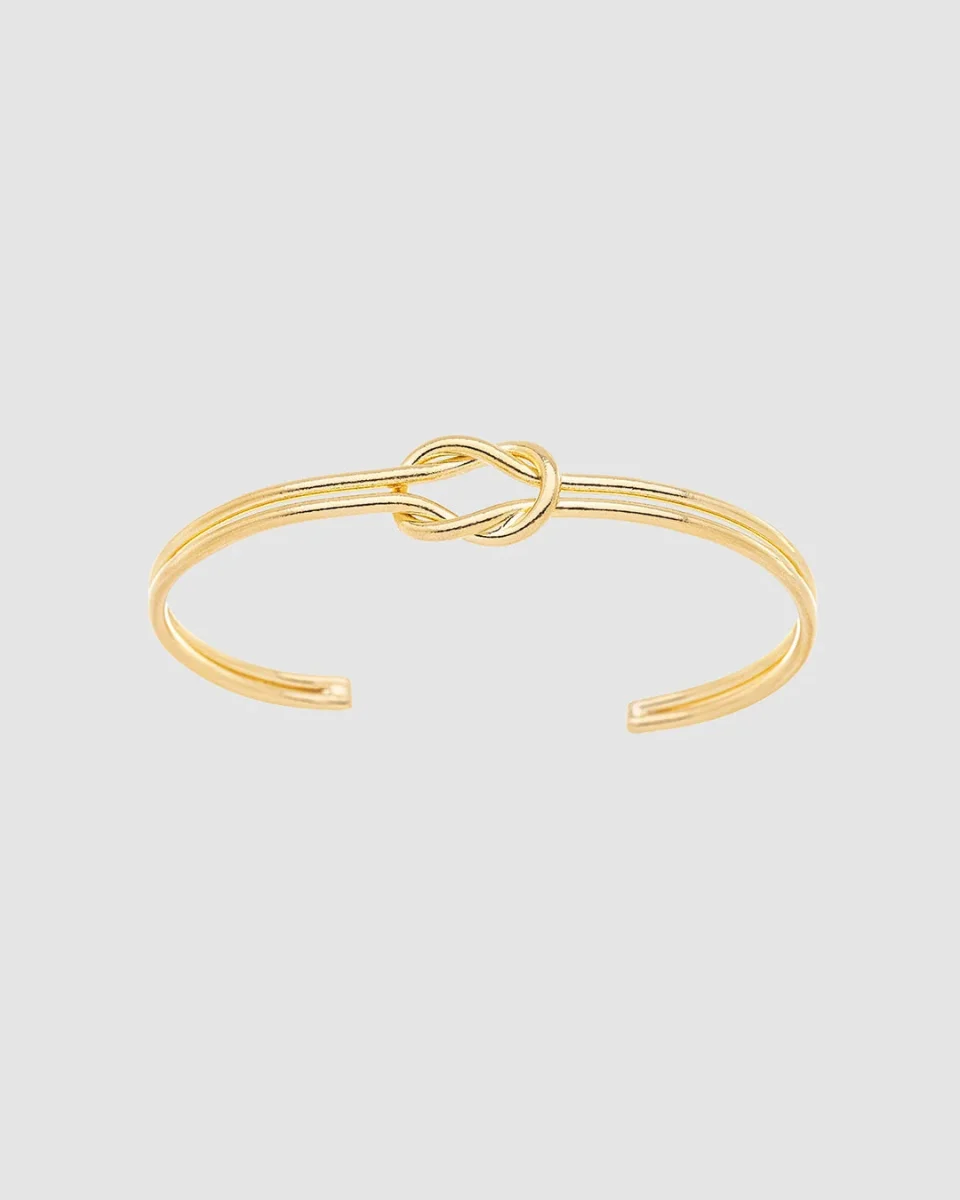Bracelete Corda Nó Ajustável Dourado Náutica