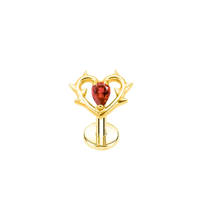 Spiked heart earring with a clear pink red green black stone heart nose piercing stud - Image 9