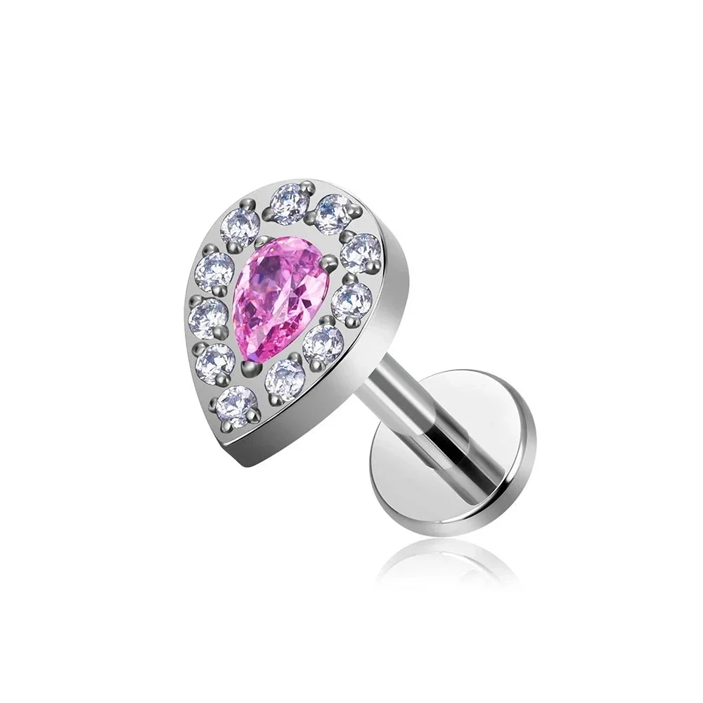 Feminine and classy medusa piercing with clear pink purple blue black diamond CZ titanium stud - Image 4