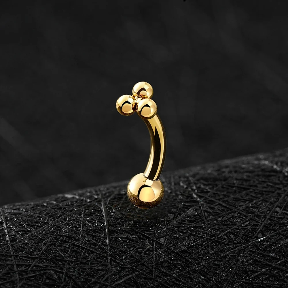 Cute rhino piercing with three dots rhino nose piercing titanium curved barbell - Image 7
