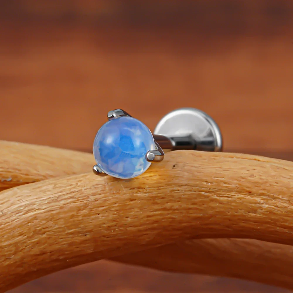 Tiny medusa piercing with natural semi-precious gemstones titanium lip stud nose stud ear stud - Image 2
