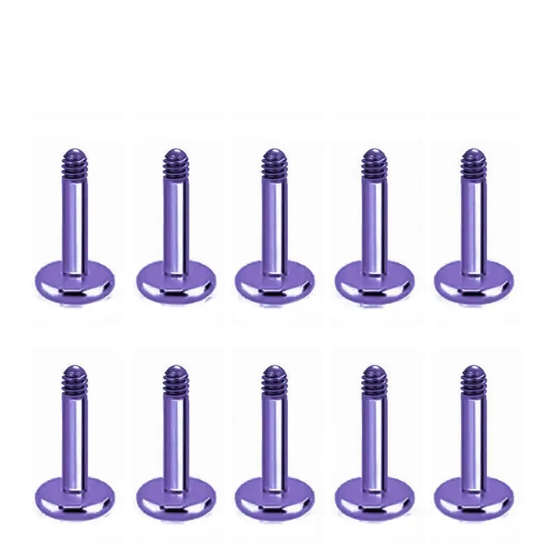 Labret posts externally threaded silver gold blue purple 16G 14G titanium labret 10 pieces - Image 9