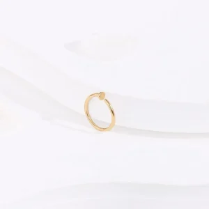14K gold nose stud half hoop solid gold nose ring with a stud 20G 8mm