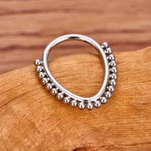 Titanium septum ring with a layer of dots 16G piercing hoop