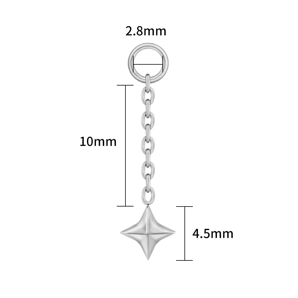 North Star charm for piercings cute and tiny titanium chain charm - Image 5