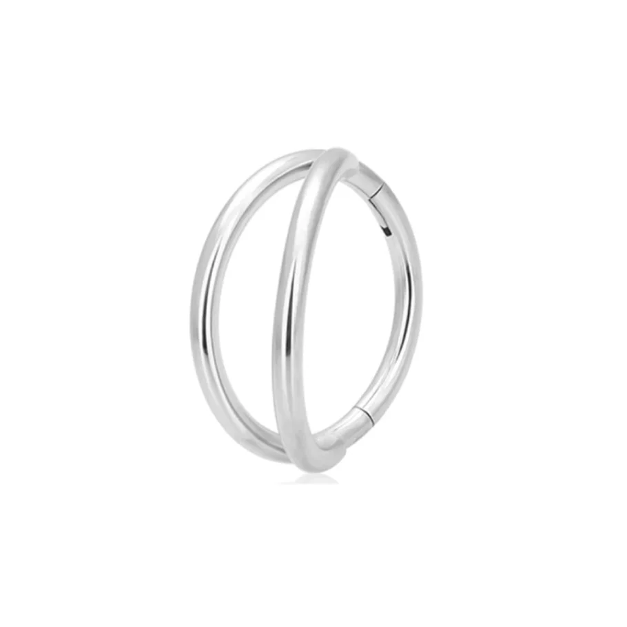 Double nose piercing hoop minimalist and simple titanium hoop earring - Image 2