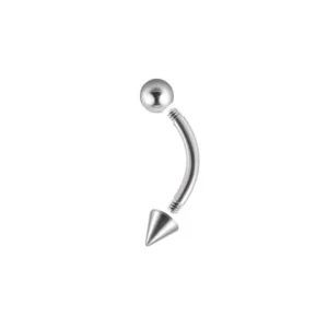 Angel fangs piercing with a short spike and a ball titanium curved barbell banana barbell 16G