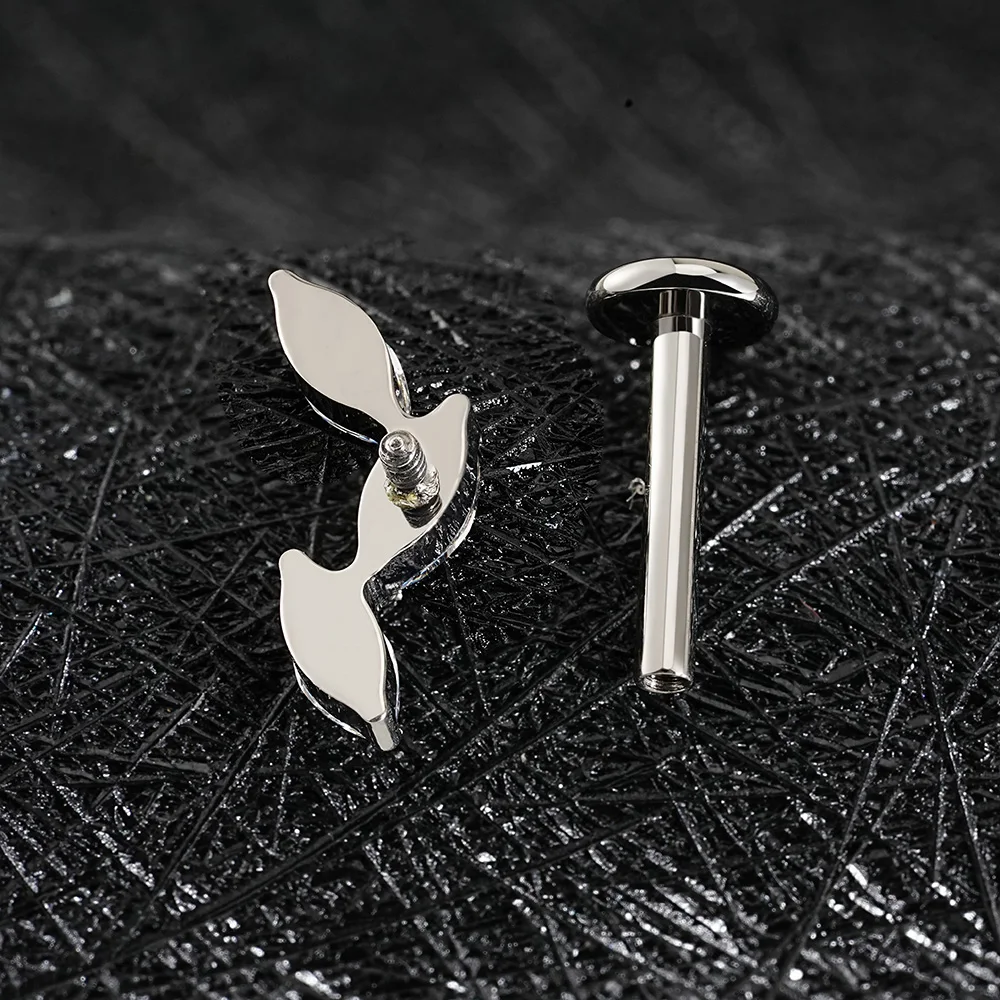 Three stone stud earring with clear green purple cubic zirconia titanium labret stud - Image 7