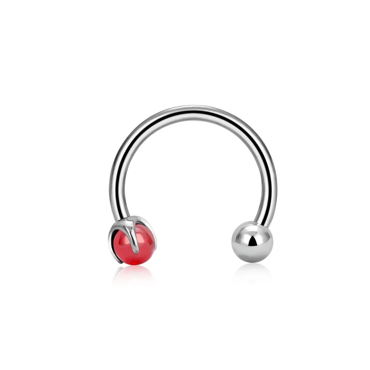 Snake bite piercing hoop with red crystals titanium horseshoe barbell - Image 5
