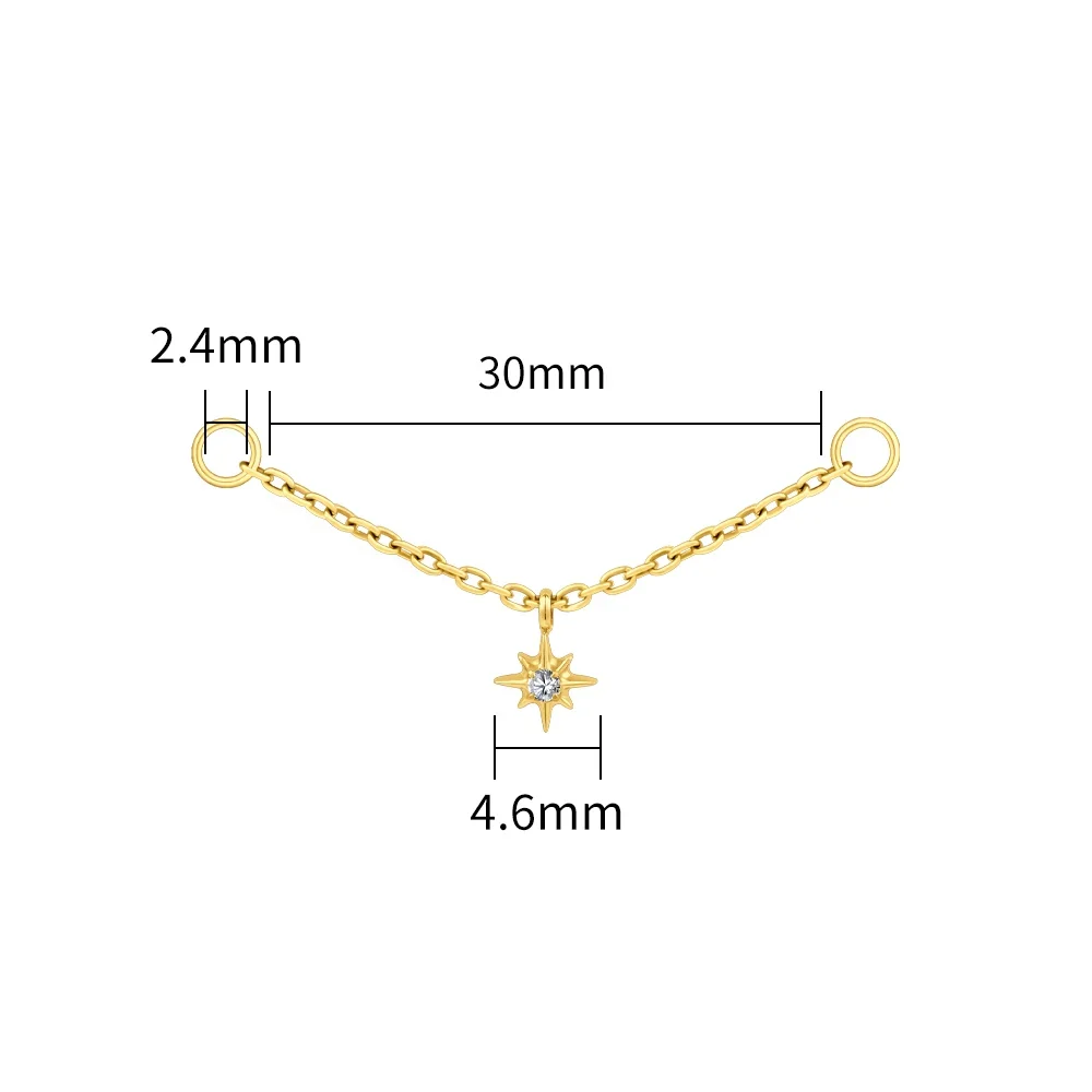 Industrial piercing chain with a dangling star 30mm 40mm nose chain piercing - Image 6