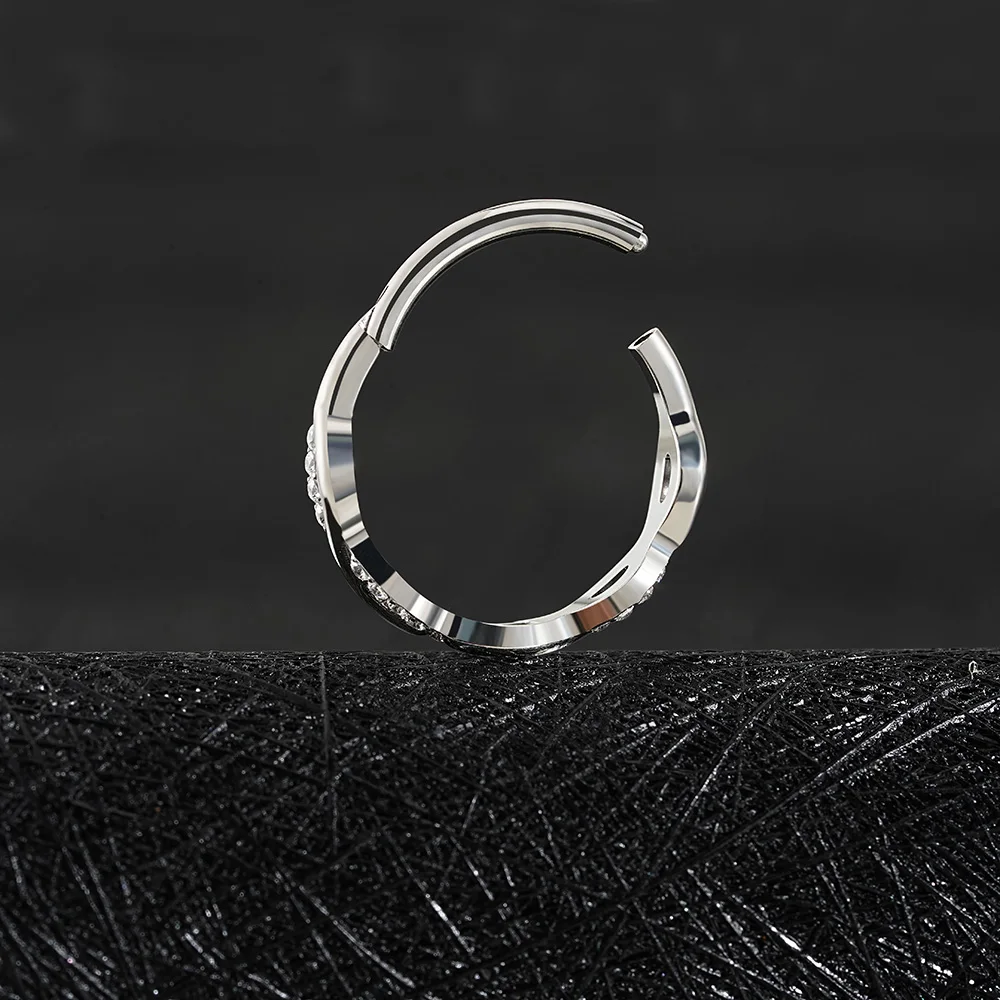 Twist hoop earring with clear cz stones twisted rope earring - Image 5
