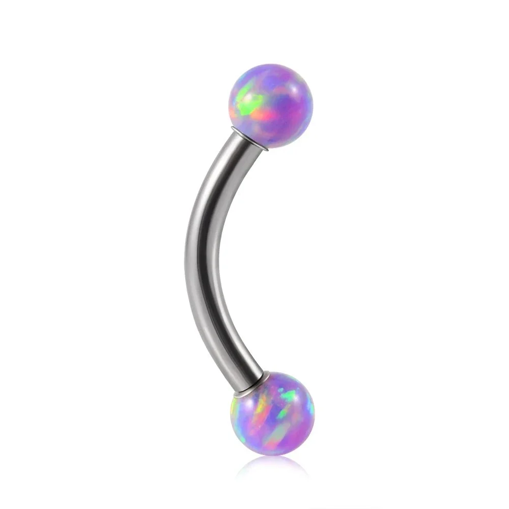 Opal eyebrow piercing titanium curved barbell banana barbell vertical labret rook piercing - Image 9