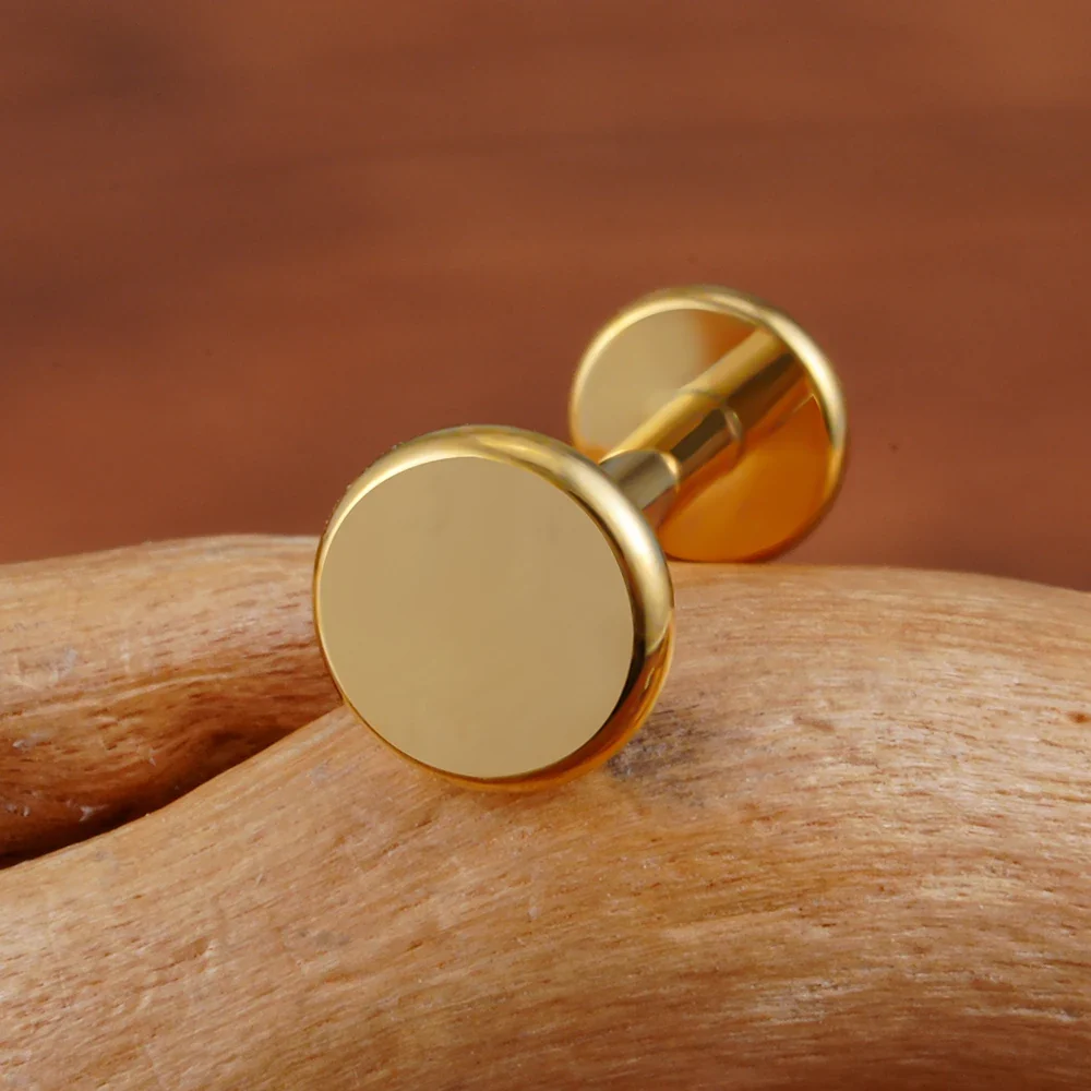 Flat disc nose stud gold and silver titanium stud earring helix piercing tragus piercing conch stud - Image 3