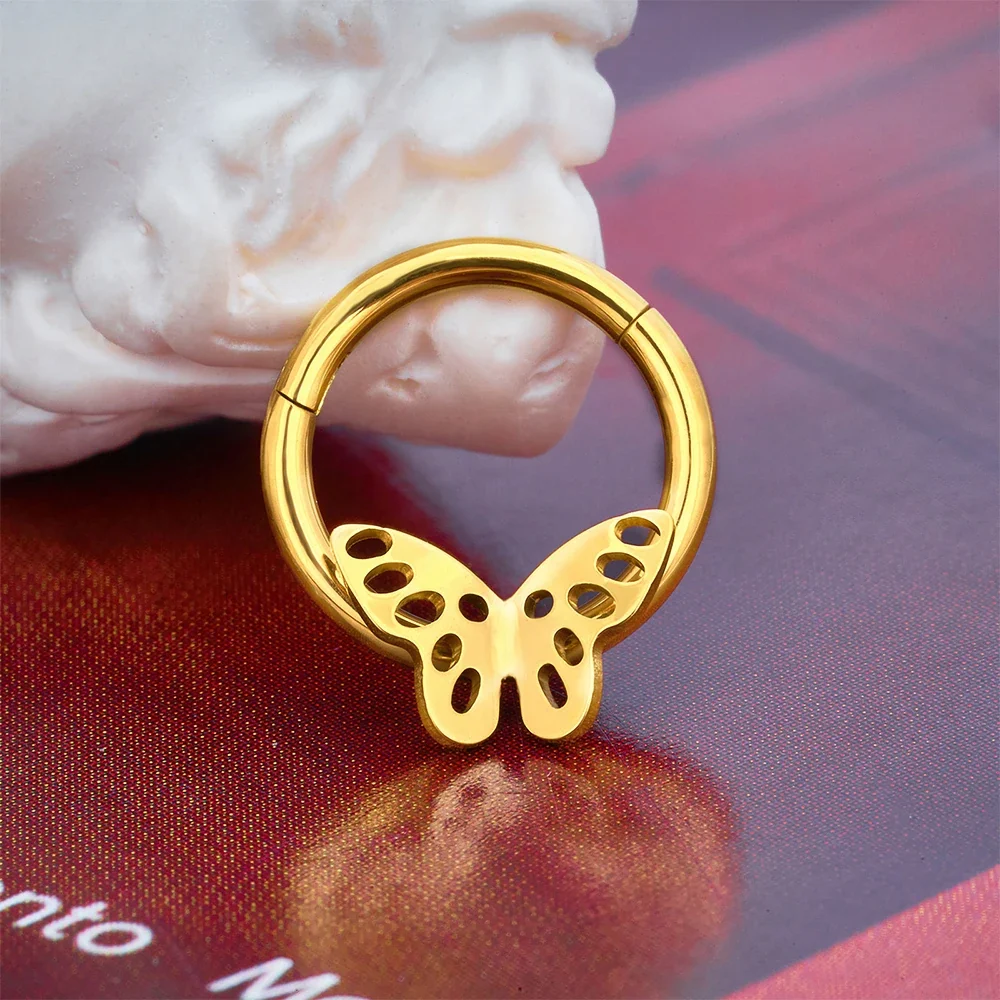 Butterfly septum ring titanium butterfly wings butterfly nose piercing - Image 4