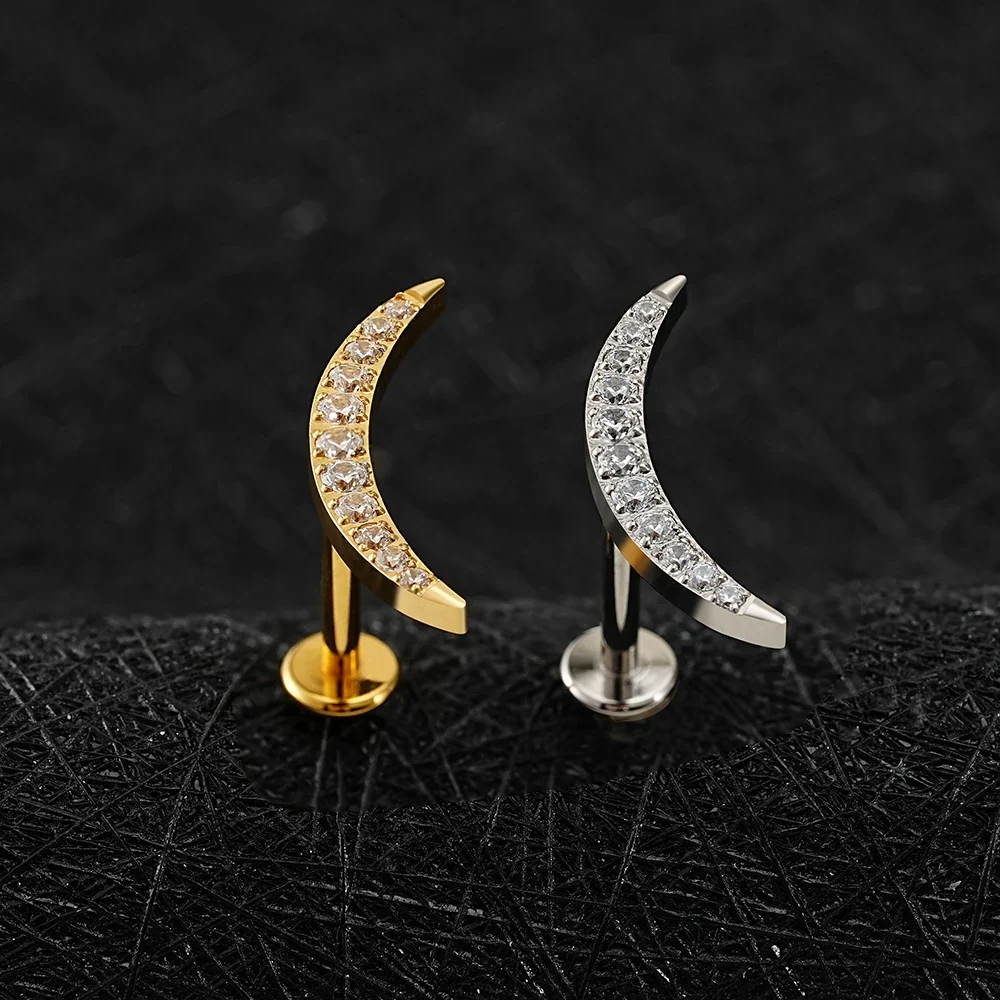 Curved helix earring with clear diamond cz stones and a long top cute and cool - Image 2