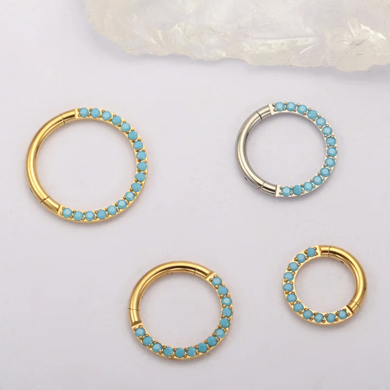 Turquoise nose ring vintage-style turquoise septum ring in silver gold pink purple green - Image 2