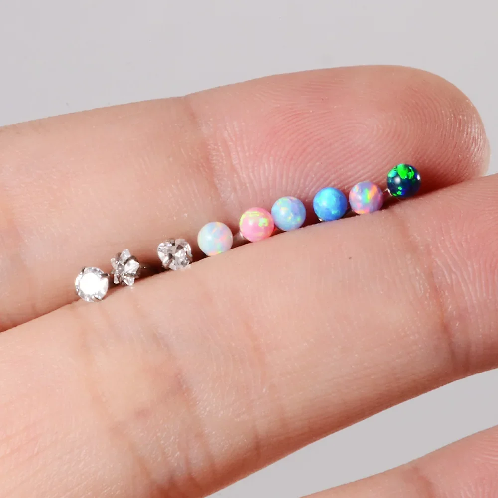 Opal eyebrow piercing titanium curved barbell banana barbell vertical labret rook piercing - Image 5