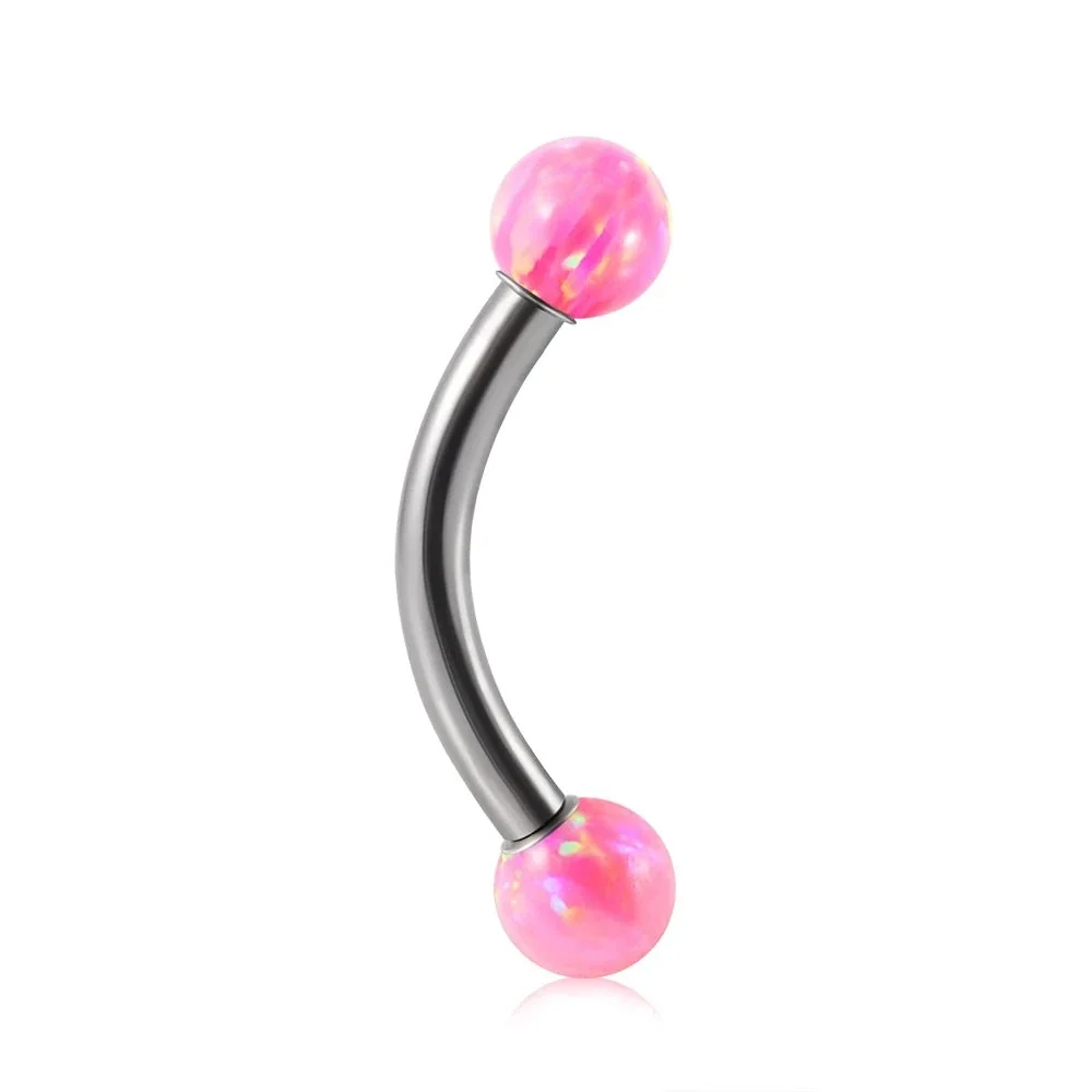 Opal eyebrow piercing titanium curved barbell banana barbell vertical labret rook piercing - Image 8