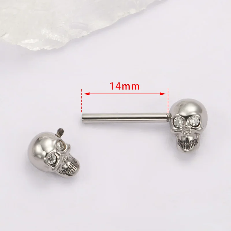 Skull nipple piercing in purple blue silver gold skull nipple ring made of tItanium - Image 7