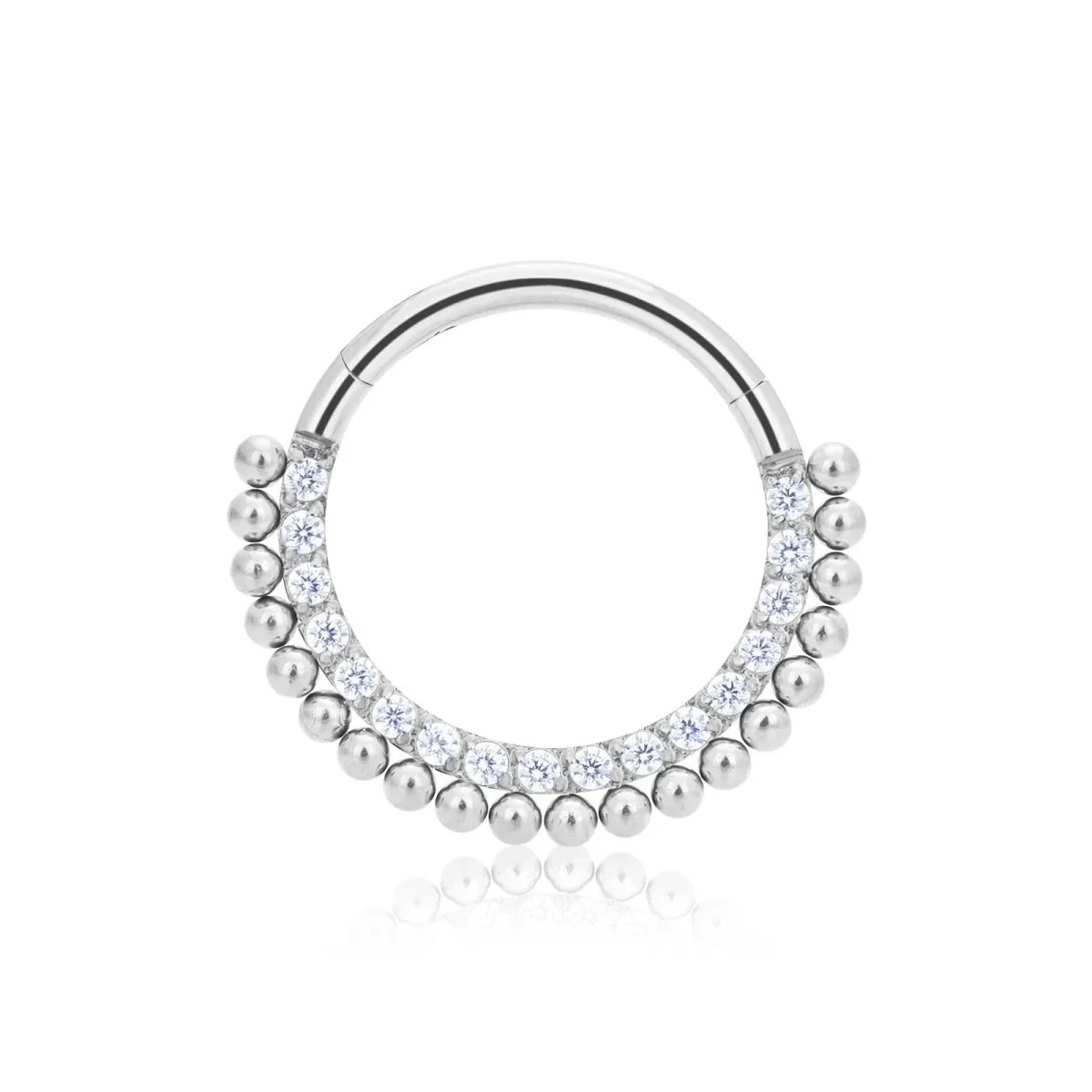 16G daith ring with diamond cz and dots in gold and silver titanium septum hoop - Image 2