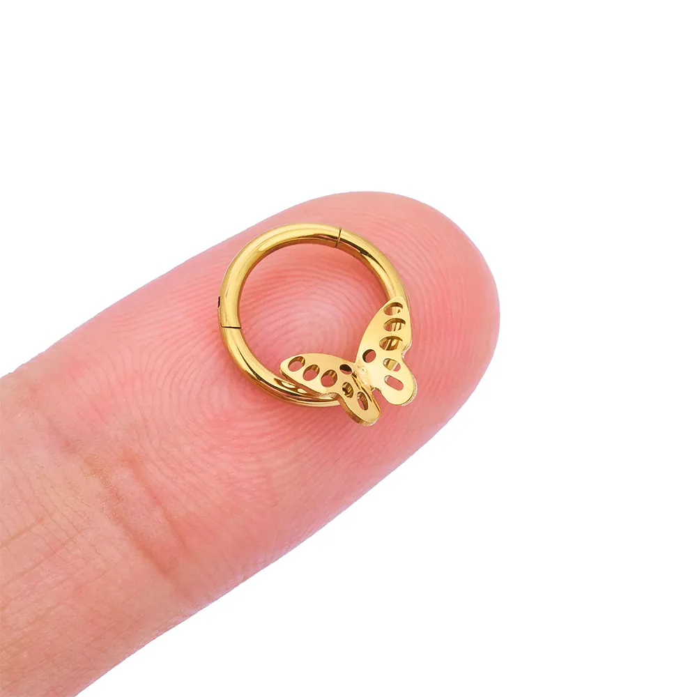 Butterfly septum ring titanium butterfly wings butterfly nose piercing - Image 2