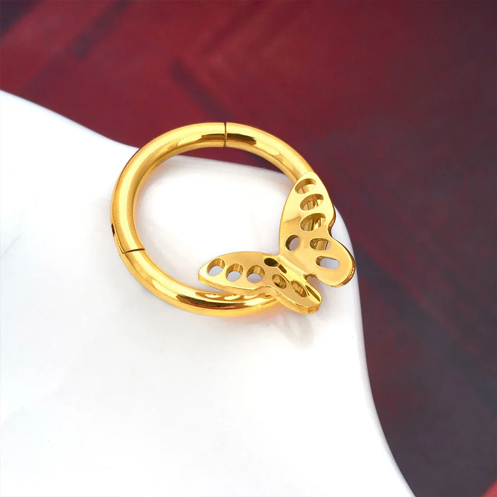 Butterfly septum ring titanium butterfly wings butterfly nose piercing - Image 5