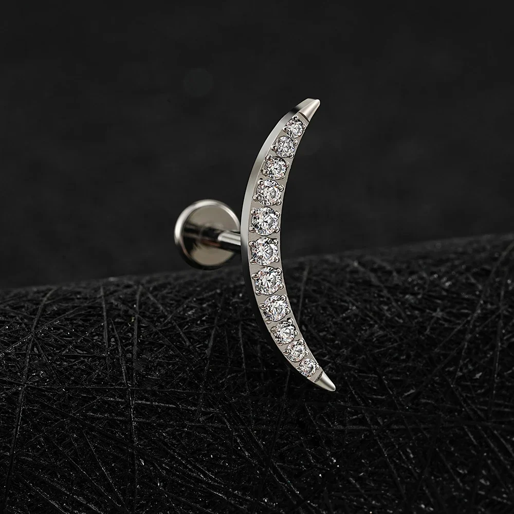 Curved helix earring with clear diamond cz stones and a long top cute and cool - Image 3