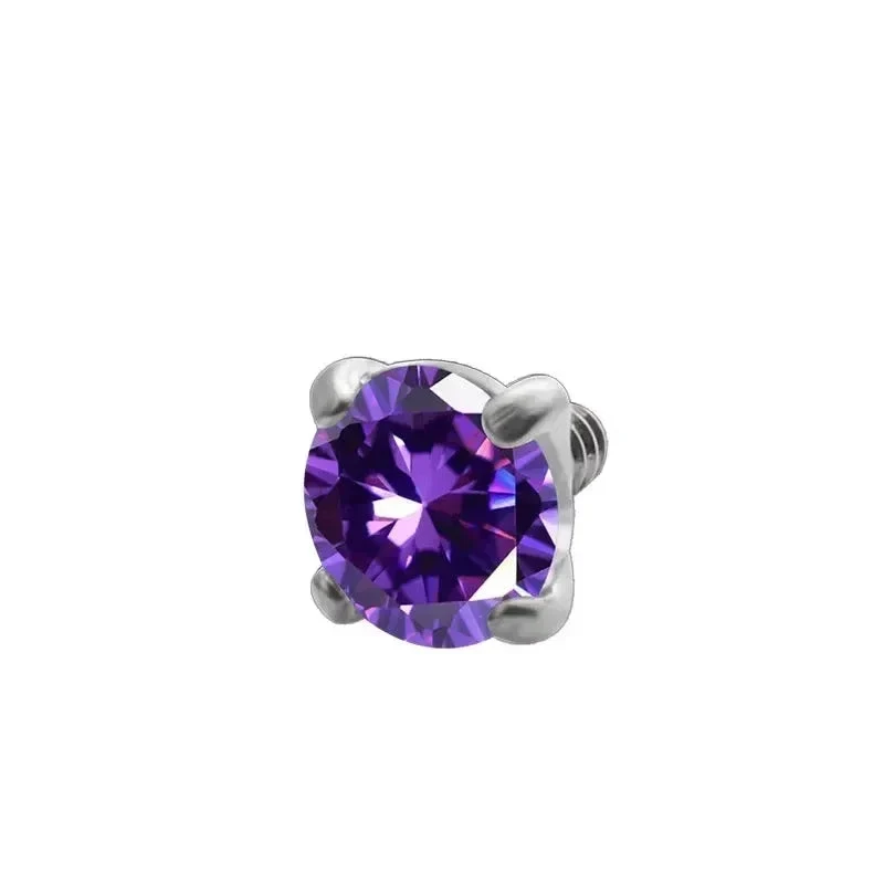 Piercing top with a cz stone 10 pieces titanium clear pink blue green 16G internally-threaded top ends - Image 5