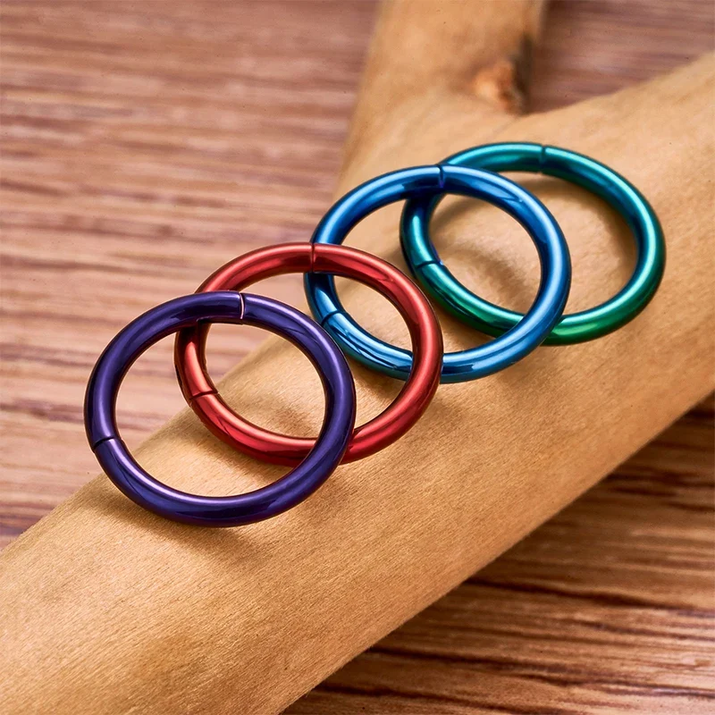 Hoop nose piercing red green purple blue ear piercing lip piercing titanium hinged segment clicker 16G 18G 20G - Image 2