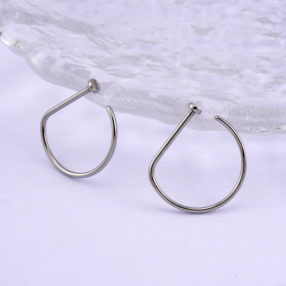 D shape nose ring 20 gauge nose ring titanium D shape nose stud 18 gauge - Image 4