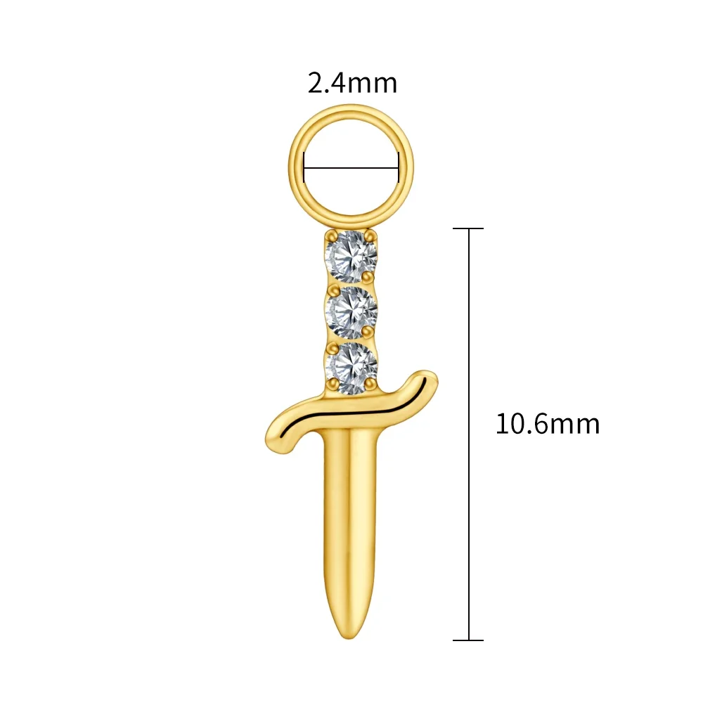 Rook piercing charm with a knife earring charm nose piercing charm - Image 3
