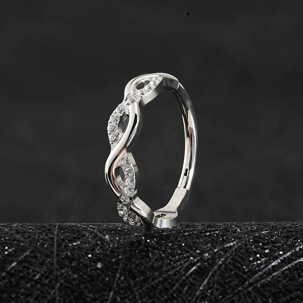 Twist hoop earring with clear cz stones twisted rope earring - Image 3