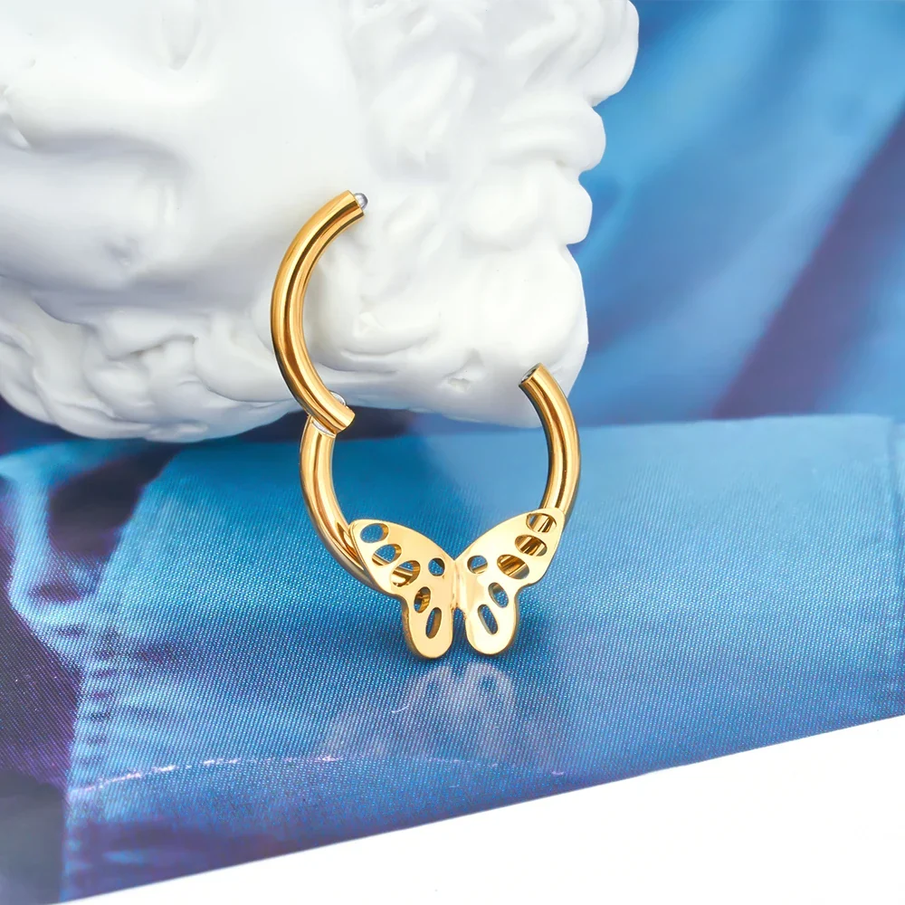 Butterfly septum ring titanium butterfly wings butterfly nose piercing - Image 6