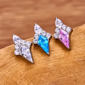 Clear ashley piercing with clear pink blue diamond titanium lip stud nose stud ear stud 16G