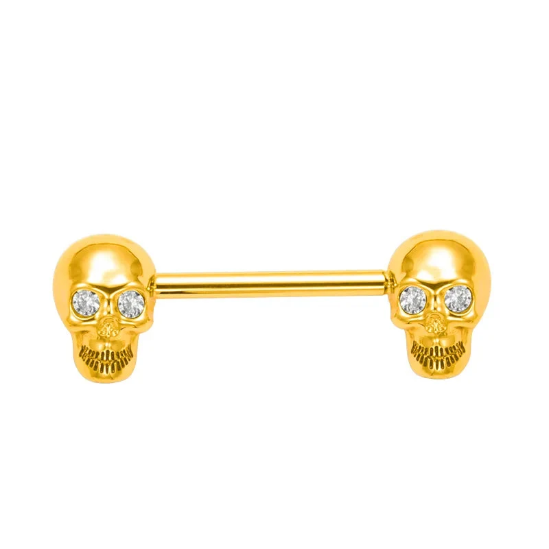 Skull nipple piercing in purple blue silver gold skull nipple ring made of tItanium - Image 4